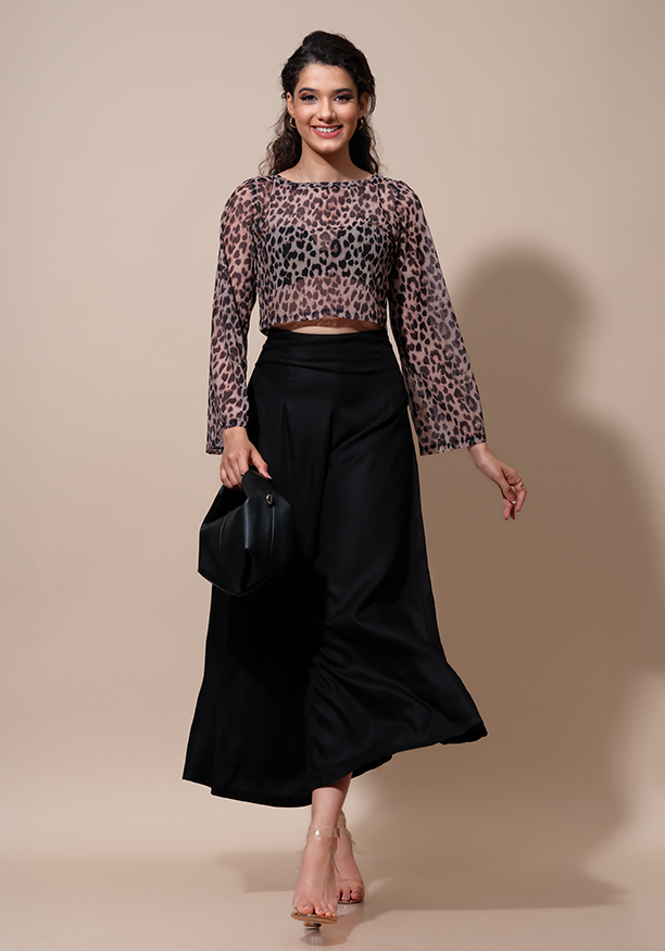 ZOEY BROWN PRINTED CROP TOP